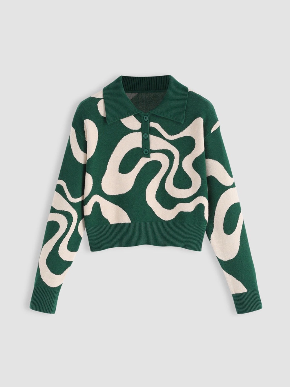 Cider Everyday Illusion Psychedelic Swirl Cropped Pullover Sweater | Size Large